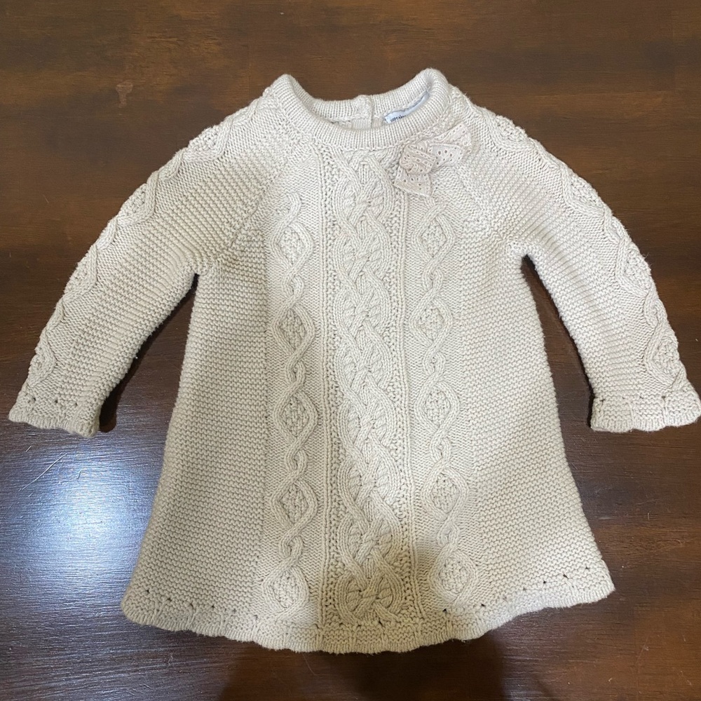 Cupcakes and Cashmere Kids Girls Cotton Sweater Dress Patterned Quilted 12m